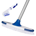 Floor Scrub Brush with Long Handle - 53" Deck & Grout Cleaner Brush Set for Tile, Marble, Stone, Bathroom, Patio, Garage, Deck & Floor Cleaning - size: 11"