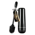 Toilet Brush and Holder Set,Luxury Toilet Brush & Sleek Stand, High-End Modern Silicone Toilet Brush Set, Non-Scratch Hygienic, Odor-Free Design - Easy to Clean (Matte Black + Silver, B),Father's Day - color: Matte Black + Silver