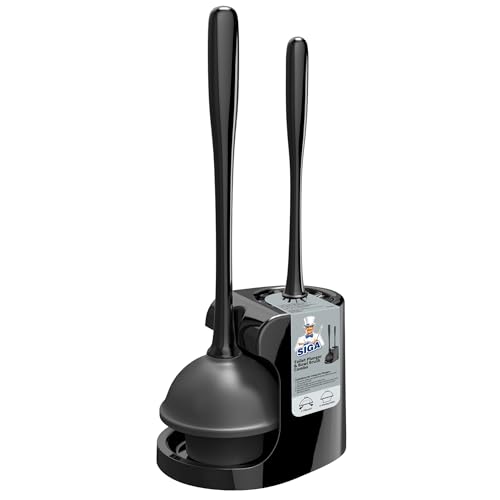 MR.SIGA Toilet Plunger and Bowl Brush Combo for Bathroom Cleaning, Black, 1 Set - color: Black
