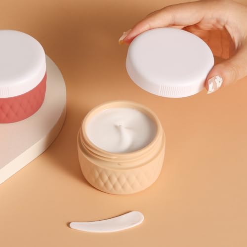 Kuangre Travel Containers for Toiletries, Silicone Cream Jars BPA-Free, TSA Approved 2oz Travel Size Containers, Leak-proof Silicone Jars with Lid for Cosmetic Face Hand Body Cream (4 Pack) - color: Terracotta, size: 2 Ounces