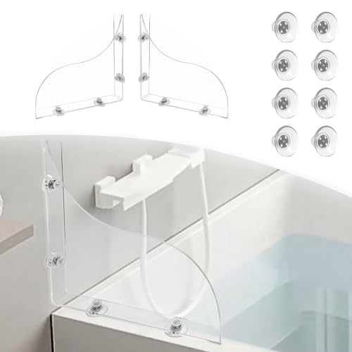 Daily Treasures 2Pcs Removable 9.06"x7.87" Shower Splash Guard with Silicone Sucker, Reusable Splash Guard for Shower, 3MM Thickened Bathtub Splash Guard,Detachable Bathtub Splash Guard for Tub