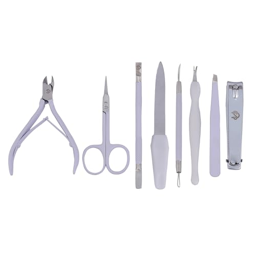 Professional Manicure Pedicure Set Nail Clippers Kit with Cuticle Trimmer Nail File Scissors & Grooming Tools in Portable Leather Travel Case for Men & Women White