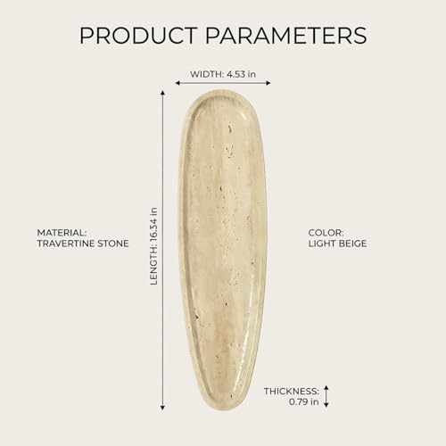Natural Travertine Vanity Tray, 16.6"x4.6" Real Marble Decorative Tray for Bathroom Countertop & Home Decor, Catchall Organizer for Jewelry, Candles, Cosmetics & Perfume（Travertine） - color: Beige