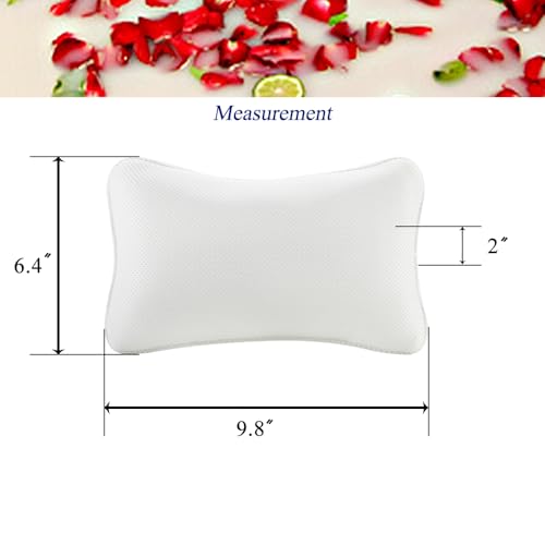 Bathtub Pillow, Non Slip, Breathable Soft, Comfortable Head Neck Support, Machine Washable, 2 Large Suction Cups (White) - color: White