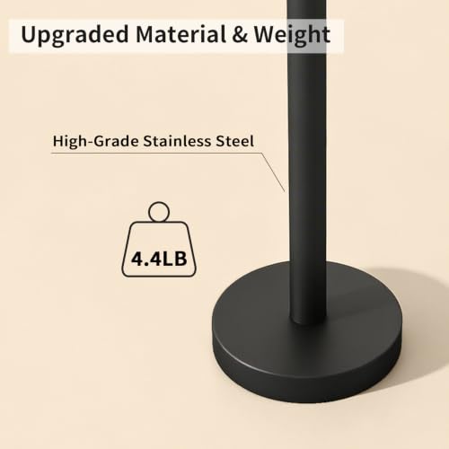 YUMORE Toilet Paper Holder Stand, 4.4lbs Heavy Duty Stainless Steel Free Standing Bathroom Tissue Roll Holder, Matte Black - color: Black