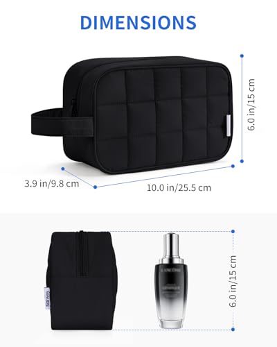 Narwey Quilted Makeup Bag Puffy Make up Bag Cosmetic Bag Organizer, Puffer Travel Toiletry Bag for Traveling Women Girl, Travel Bag for Toiletries, Skincare Medicine Bags (Black) - color: Y-Black
