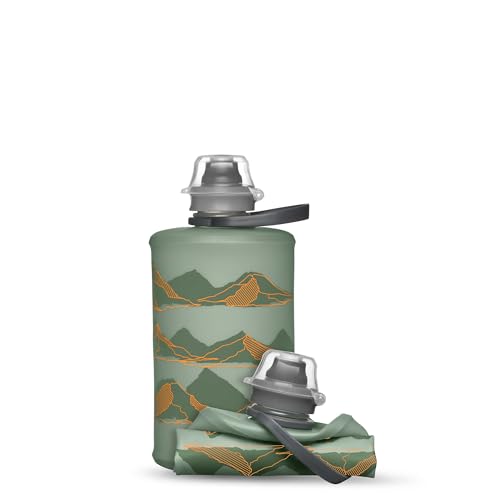 HydraPak Stow Collapsible Water Bottle – 350ml, 500ml, 1L – Ultralight, Leak-Proof, BPA-Free, Filter Compatible Travel & Hiking Flask - color: MTN Sutro Green, style: 12oz/350ml