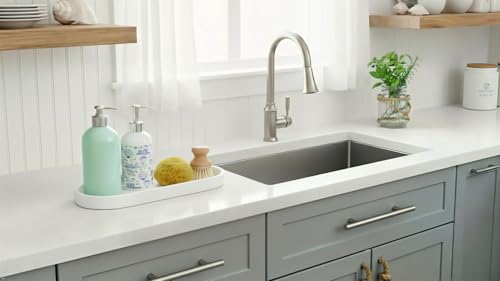 Premium 12” x 5” Silicone Vanity Tray | Sink and Surface Organizer with Sturdy Non-Slip Base | Heat Safe, Dishwasher Safe (Mocha) - color: Mocha