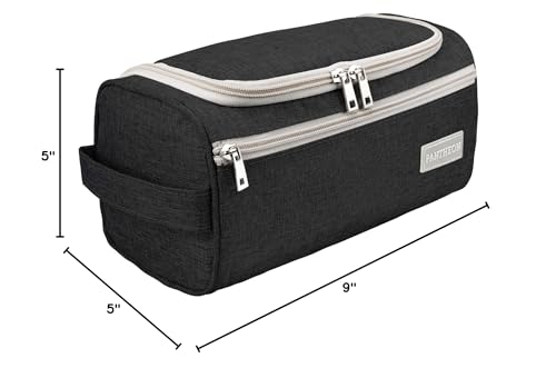 Pantheon Men's Toiletry Bag - Travel Toiletry Bag Wash Bag Hanging Dopp Kit Shaving Kit for Bathroom Shower - Mens Travel Bag Hanging Toiletry Organizer Toiletry Kit for Traveling (Black) | Hangs on a built-in hook; water-resistant Oxford cloth, mesh + zi