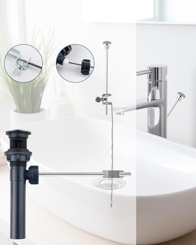 Hygie Rinse Universal Bathroom Sink Drain Stopper with Lift Rod, Chrome | Pop Up Sink Drain with Overflow, Drain Stopper for Vessel Sink, Assembly for Bathroom Faucet - color: Chrome