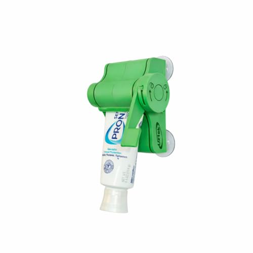Toothpaste Dispenser, One-Hand Operation, Wall Mounted, Quick Installation. (Green/Black)