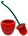 Deep & Sturdy Toilet Bowl Brush with Holder - Tomato Bowl Brush - Durable Scrubbing - Toilet Cleaners - Household Essentials - Bathroom Cleaner - Cleaning Supplies - Household Supplies - color: Tomato
