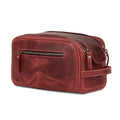 KomalC Leather Toiletry Bag for Men & Women – Handcrafted Travel Grooming Kit with Water-Resistant Lining and Secure Zipper Closure - style: 1 Zip Classic Red