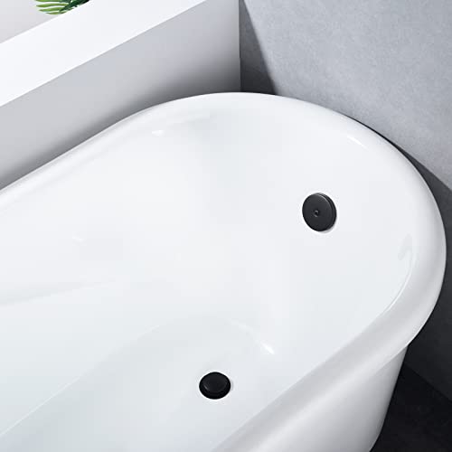 Brass Tip-Toe Tub Drain Kit with Basket Strainer and Single Hole Overflow Faceplate, Matte Black - color: Black, style: 1-hole