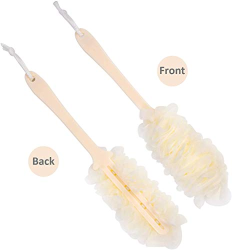 Back Scrubber for Shower, Loofah Long Handle Bath Body Brush, Soft Nylon Mesh Sponge On a Stick for Shower Men Women Kids Elderly, Exfoliating Scrub Cleaning Luffa for All Kinds of Skin - color: 3pack-white
