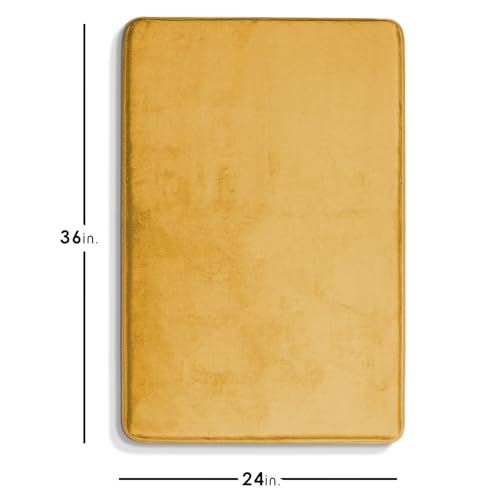 Clara Clark Bathroom Rugs, Velvet Memory Foam Bath Mat, Non-Slip Bath Rugs, Machine Wash, Dries Quickly, Ultra Soft Plush Bath Mats for Bathroom, - color: Camel Gold, style: 24 x 36