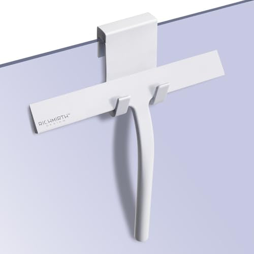 Shower Squeegee 9" with Silicone Hook - All Purpose Squeegee for Shower Glass Door Mirrors Bathroom Tiles Car Windows Glass Door Blade Showers - White - color: White, size: 9 Inches