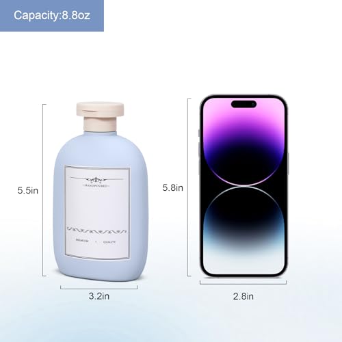 8.8 oz Plastic Travel Shampoo Bottles, Empty Plastic Squeeze Bottles with Flip Cap for Toiletries, Leakage-proof Travel Shampoo and Conditioner Bottles (4 pack, BLUE) - color: Blue, size: 8.8 ounces