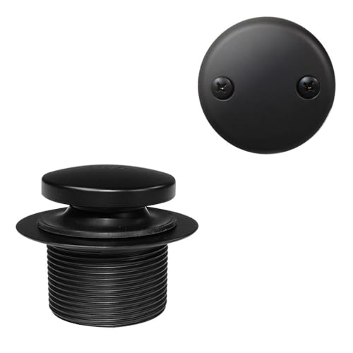 Westbrass A593244-62 14" x 1-1/2" White Tubular Bathtub Waste & Overflow Assembly with Tip-Toe Drain Plug and 2-Hole Faceplate, Matte Black - color: Matte Black, size: 1 Pack
