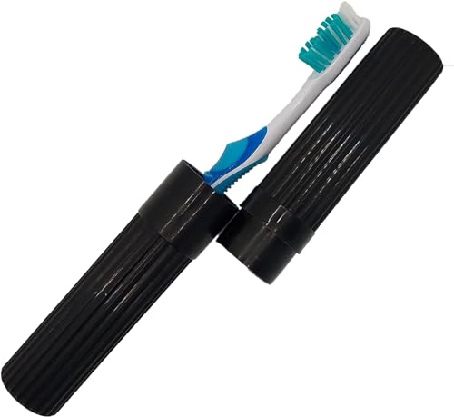 American Comb Black Toothbrush Covers & Soap Box Set - Matching Colors - Tooth Brush Cover Cap, Soap Dish Travel, Soap Dish Holder Travel - Plastic Portable Set with Cover - color: Black