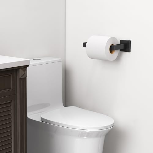 FEILERN Toilet Paper Holder Matte Black, 2 Pack Wall Mount for Bathroom | Square Tissue Paper Holder, Stainless Steel, Double Post Pivoting, Commercial Toilet Paper Dispenser - color: Black, size: 2 Pack