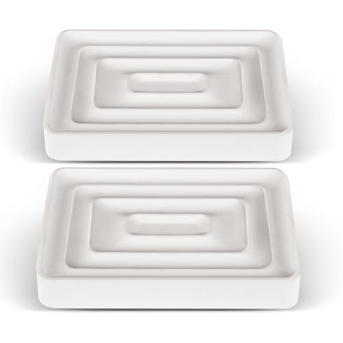 2 Pack Diatomite Soap Trays, Fast Drying Stone Soap Dishes, Natural Diatomaceous Earth Soap Holders, Quick-Dry Rectangular Soap Savers for Bath & Kitchen, White - color: White/Square, size: 2-Pack