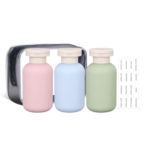 ASEVAT Leak Proof Travel Bottle with Flip Cap, Shampoo and Conditioner Bottle Set, Refillable Containers for Lotion, Cream Shampoo (Green+Blue+Pink, 3.4 Ounces) - color: Green+Blue+Pink, size: 3.4 Ounces
