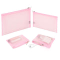 EASYFUN Mesh Pouch, Make up Bag with Zipper Cosmetic Organizer Pouch for Daily or Travel to Keep Small Items, 4 PCS Pink - color: Pink