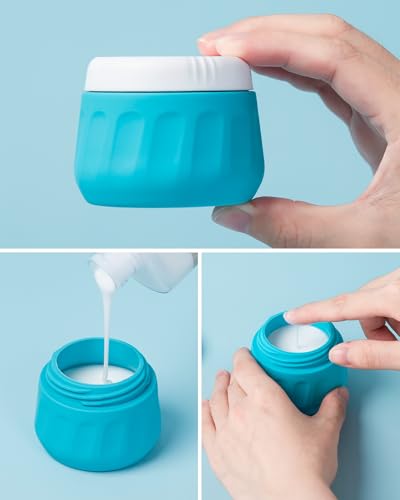 Mrsdry Travel Size Toiletries 8 Pack, TSA Approved 3oz Silicone Squeeze Bottles & Cream Jars with Clear Travel Bag - color: Blue, size: 3oz bottle 3oz jar