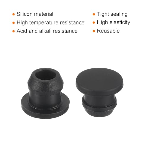 MECCANIXITY Silicone Snap in Locking Hole Plugs,Rubber Panel Seal Cover Flush Type Panel Round for Kitchen Rubber Bulkheads Waterproof Sealing Plugs 7.5mm/0.3 Inch Diameter Black,Pack of 10 - size: 7.5mm