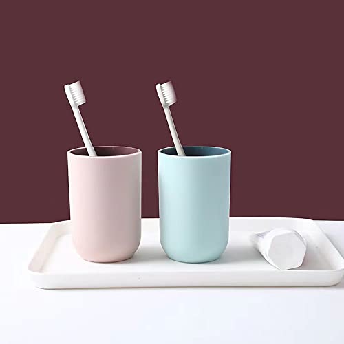 Unbreakable Reusable Drinking Cups Set of 2 Colors, Plastic Toothbrush Cup Tumblers 300 ml/10.5 oz, Dishwasher Safe (Light blue & Light pink) - color: Light blue & Light pink