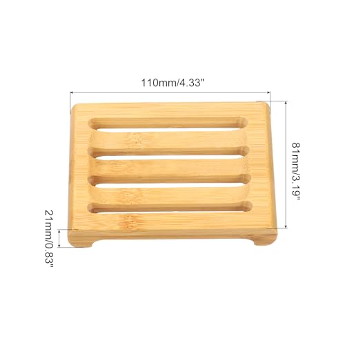 uxcell Wooden Soap Tray, 4 Pack - Wooden Soap Dish, Natural Bamboo Soap Holder, Soap Saver Tray Self Draining for Shower, Bathroom, Bathtub, Kitchen Sink