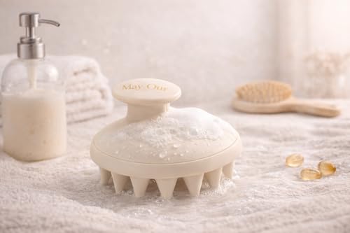 May Our Scalp Massager Shampoo Brush – Soft Silicone Head Scrubber for Relaxing Scalp Massage – for Women, Men & Kids – Wet & Dry Use