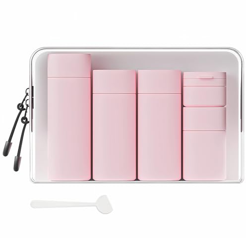 Travel Bottles for Toiletries, 5 Pack Travel Size Containers, TSA Approved Leak Proof - Silicone Toiletry Containers with Clear Bag for Shampoo, Conditioner & Lotion, Travel Essentials - color: Pink