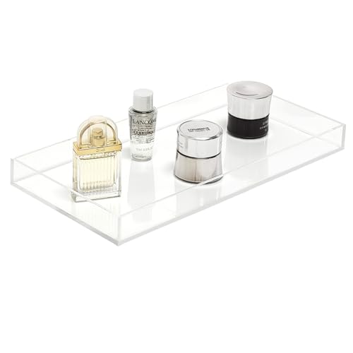 ROYALITA Acrylic Tray Bathroom Tray for Countertop, Guest Towel Holder Tray for Napkin Perfume Jewelry Makeup, Vanity Trays for Soap Dispenser, Aromatherapy, Cup & Candle, Clear - color: Clear