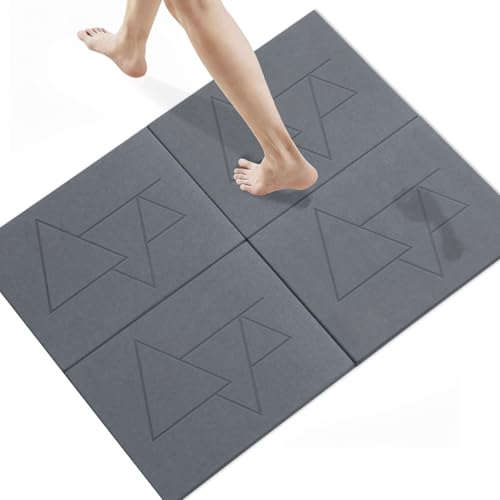 Extra Large Stone Bath Mat for Bathroom,31.5" x 23.6" Quick-Drying Diatomite Stone Shower Mat,Spliceable Design Instant Dry Technology Bath Mats Non-Slip Easy to Clean(Geometry Dark Gray) - color: Geometry Dark Gray