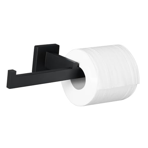 Double Rolls Toilet Paper Holder Matte Black, SUS304 Stainless Steel 2 in 1 Square Tissue Roll Holder Wall Mounted for Bathroom, Hotel, Home Loading Mega Rolls - color: Matte Black