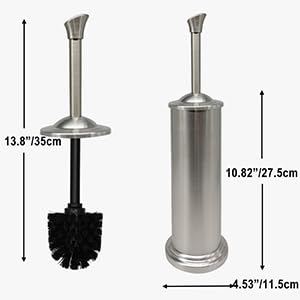 Stainless Steel Toilet Bowl Brush with Holder Metal Bathroom Cleaning Set Rustproof Hygienic Durable Modern Design - color: Satin Nickel
