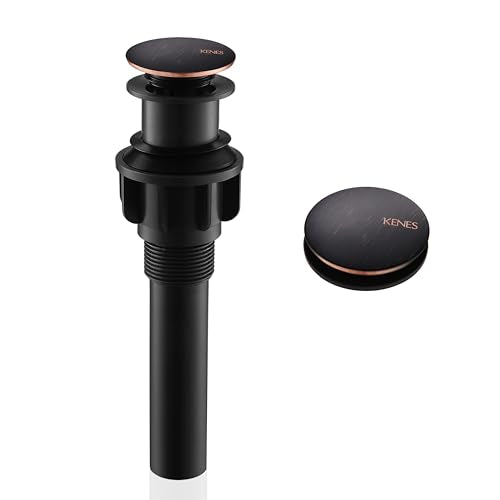 KENES Oil Rubbed Bronze Bathroom Vessel Pop Up Sink Drain Without Overflow, Vanity Sink Drain Stopper Assembly, Sink Drain Assembly Without Overflow Anti Clog Pop Up Drain - color: Oil-rubbed Bronze, size: Big Pop up Cap (Without Overflow)