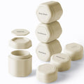 Cadence Travel Containers - Daily Routine Capsule Set - Magnetic Containers with Lids,4 Flex Mediums (1.32oz) & 3 Flex Smalls (0.56oz) - Shampoo, Conditioner, Body Wash, Pills, & More - Sand - color: Sand