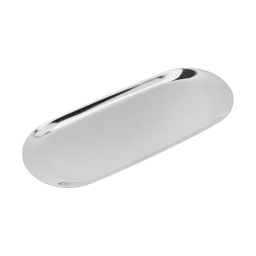 Dnyta Stainless Steel Decorative Tray, Decor Jewelry Dish, Rose Gold Bathroom Decor Makeup Serving Trays for Dresser, 9 x 3.7in Cosmetics Home Decor for Keys Watch Wallet Trinket (Oval, Silver) - style: Oval silver style (1pcs)