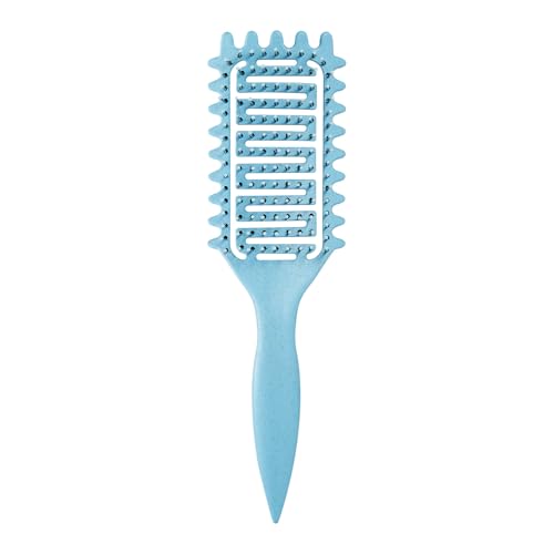 Curl Defining Brush for Curly Hair, Vented Detangling Hair Brush for Wet and Dry Styling, Curved Brush for Shaping and Smoothing Curl Clumps, Lightweight Hair Brush （Blue） - color: Blue
