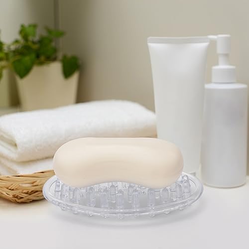 4 Pieces Plastic Soap Dish Clear Bar Holder Tray Self Draining Soap Saver with Holes Soap Container for Bathroom Counter, Kitchen