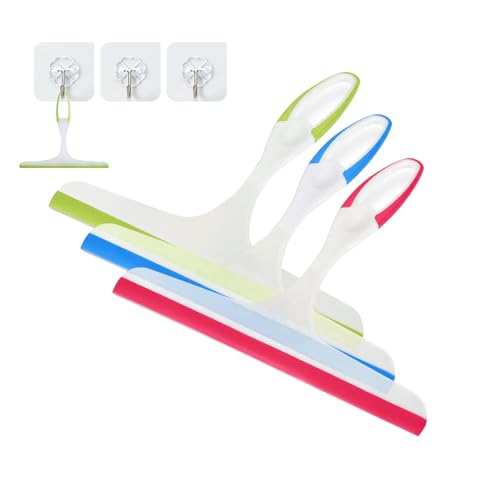 3PCS mini Squeegee Shower Squeegee Hanging Rubber Squeegee with Hook, Multipurpose Shower Squeegee for Glass Doors Window Squeegee (Regular Version) - color: Regular Version