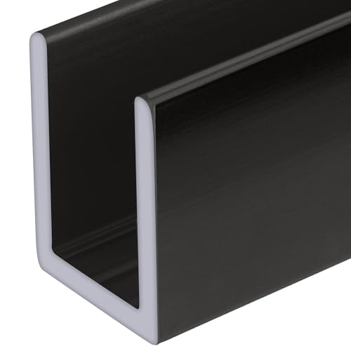Brixwell SDCD38GM-CCP4 Gun Metal 3/8" Fixed Panel Shower Door Deep U-Channel - 4 inch Sample - color: Gun Metal, size: 4 Inch - Sample