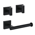 Matte Black Toilet Paper Holder Wall Mount with 2 Towel Hooks, 3 Piece Bathroom Hardware Set, SUS304 Stainless Steel Roll Holder and Robe Hooks for Bathroom, RV, Kitchen - color: Matte Black