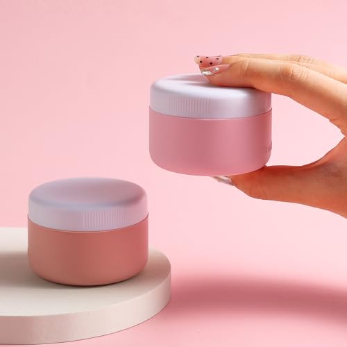 kuangre Travel Containers for Toiletries, Silicone Cream Jars BPA-Free, Leak-proof 2oz Travel Size Containers, Portable Size Silicone Jars with Lid for Cosmetic Face Hand Body Cream (4 Pack) - color: Pink, size: 2 Ounces