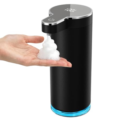 Automatic Foaming Soap Dispenser,Touchless Foam Soap Dispenser,12oz Rechargeabled Wall Mounted Smart for Bathroom and Kitchen Dish Soap,Easy for Toddlers（Black - color: St-01 Foam Black