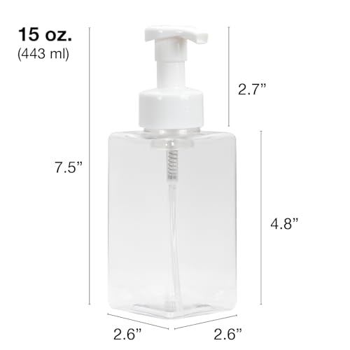 Ginger Lily Farms Foaming Soap Dispenser, Refillable Plastic Pump Bottles for Liquid Hand Soap, 15 oz. Clear Bottle with White Pump, 2-Pack - style: 15 Oz Clear