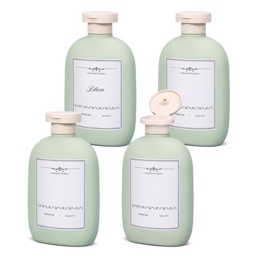 8.8 oz Plastic Travel Shampoo Bottles, Empty Plastic Squeeze Bottles with Flip Cap for Toiletries, Leakage-proof Travel Shampoo and Conditioner Bottles (4 pack, Green) - color: Green, size: 8.8 ounces